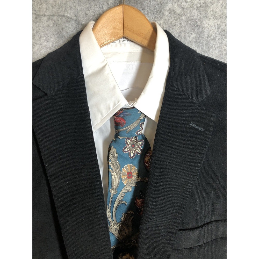 Ralph Lauren Blazer 48L Black Corduroy Elbow Pads Suit Coat Jacket Classic